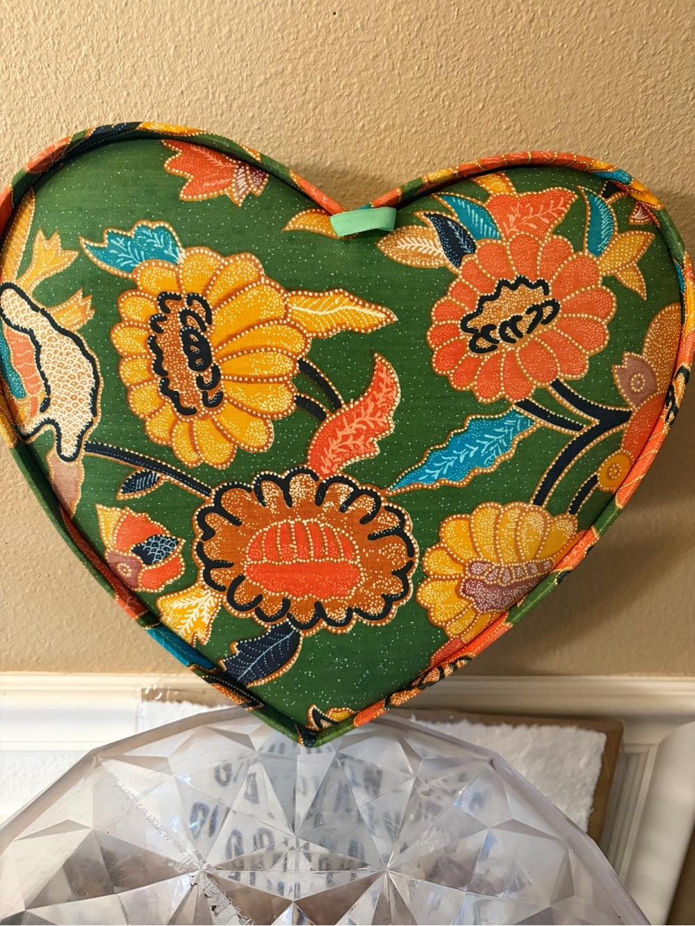Beautiful 1980’s Heart Shaped Fabric Storage Box 12x12 Large Gorgeous